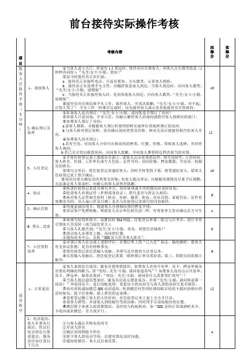 前台接待考核表格.