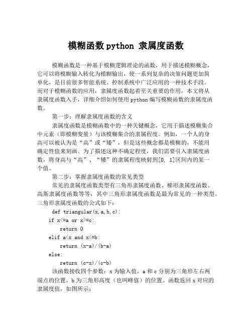 模糊函数python 隶属度函数