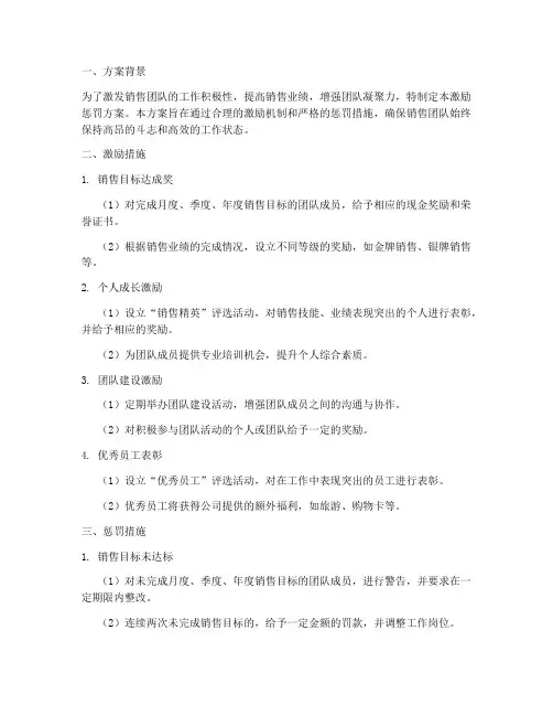 销售团队激励惩罚方案