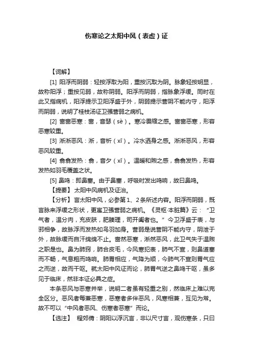 伤寒论之太阳中风（表虚）证