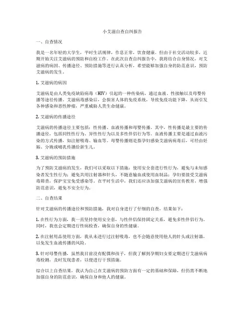 小艾滋自查自纠报告