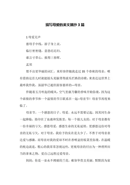 描写母爱的美文摘抄3篇