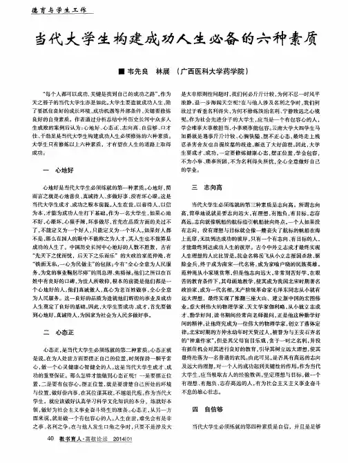 当代大学生构建成功人生必备的六种素质