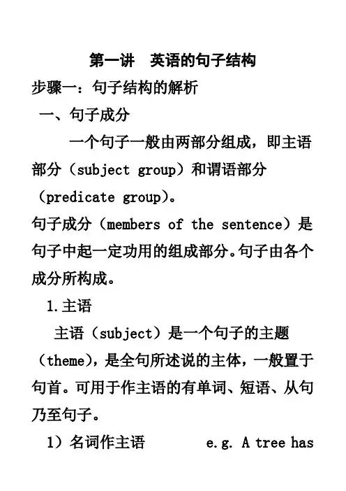 英语语法精讲——句子成份分析