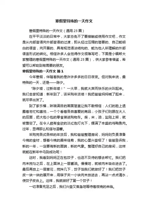 寒假里特殊的一天作文