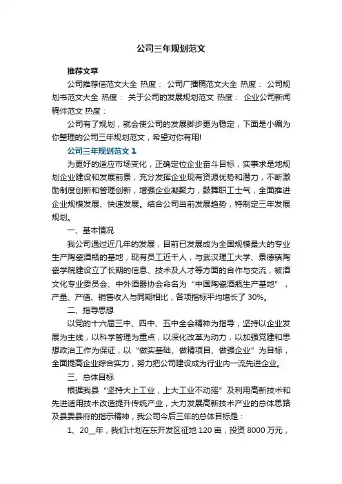公司三年规划范文