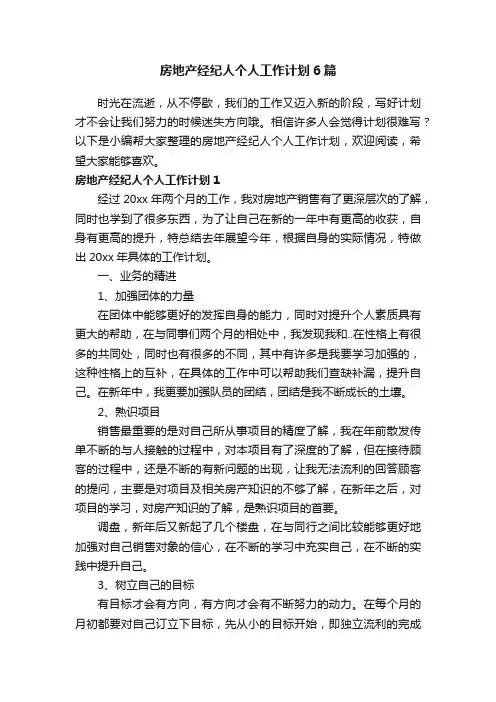 房地产经纪人个人工作计划6篇