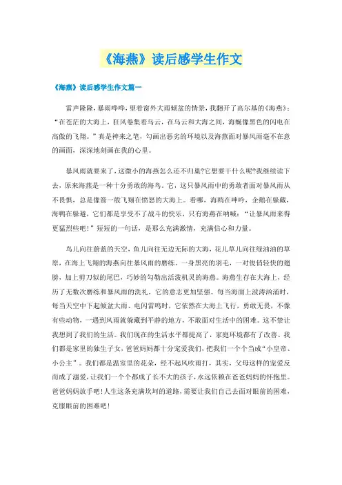 《海燕》读后感学生作文