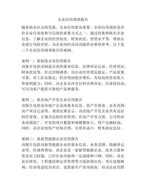 企业信用调查报告
