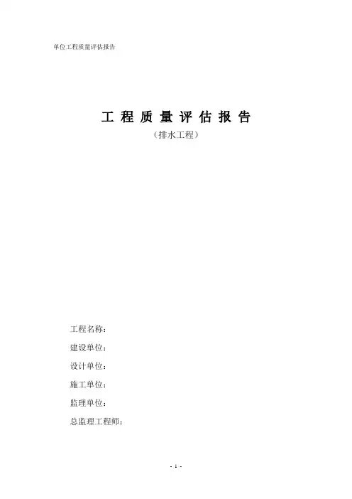 排水工程质量评估报告