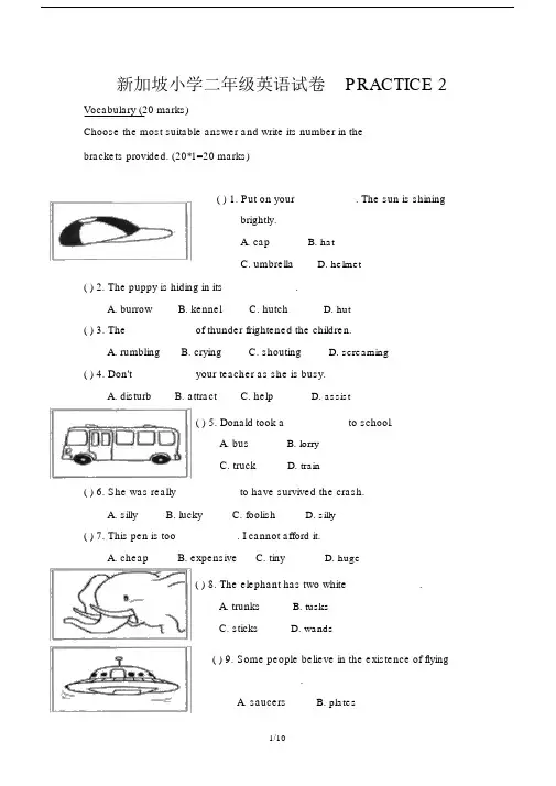 新加坡小学二年级英语试卷PRACTICE2.docx