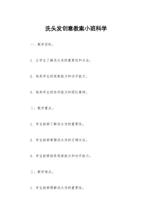 洗头发创意教案小班科学
