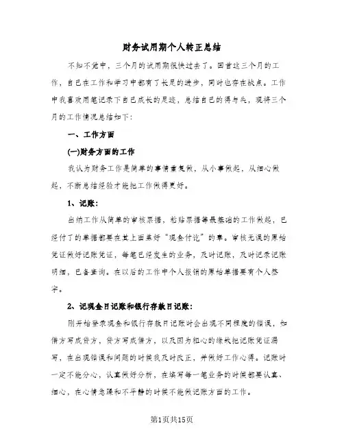 财务试用期个人转正总结(7篇)