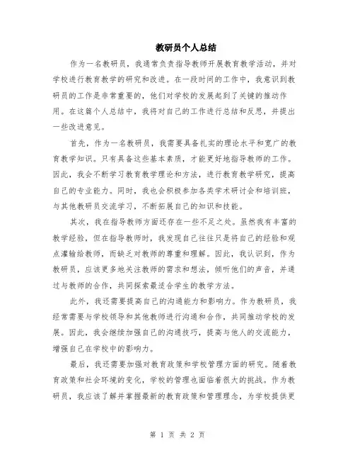 教研员个人总结