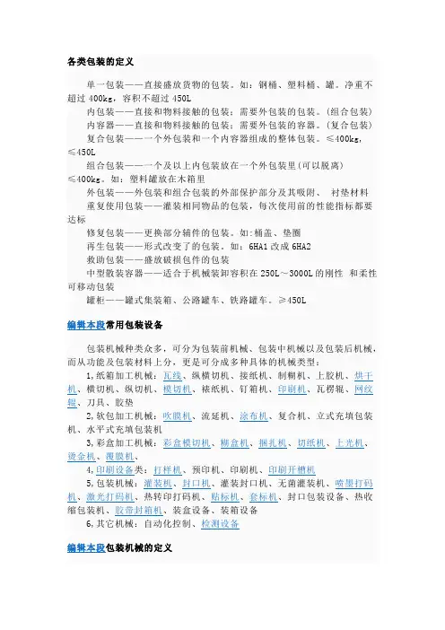 各类包装的定义
