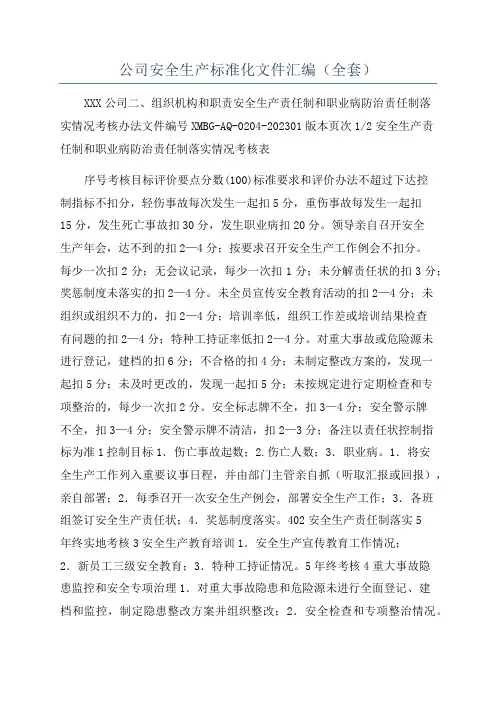 公司安全生产标准化文件汇编(全套)