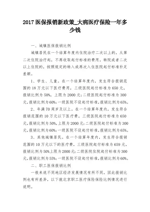 2024医保报销新政策 大病医疗保险一年多少钱