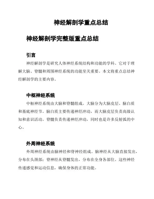 神经解剖学重点总结