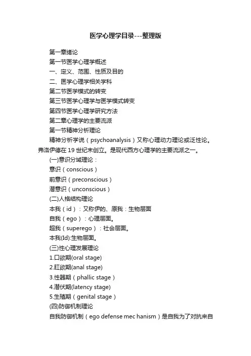 医学心理学目录---整理版