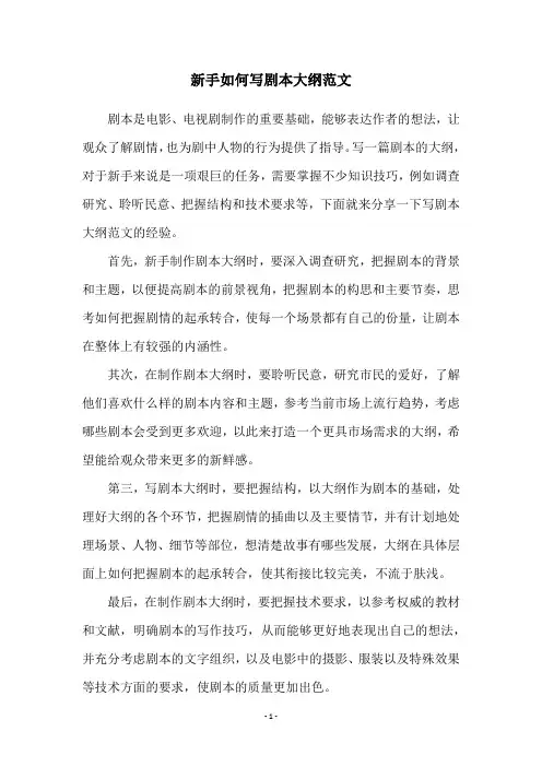 新手如何写剧本大纲范文