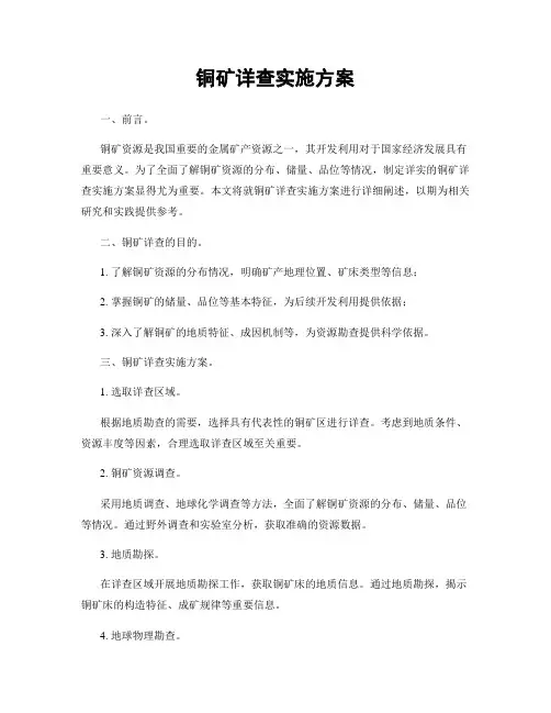铜矿详查实施方案