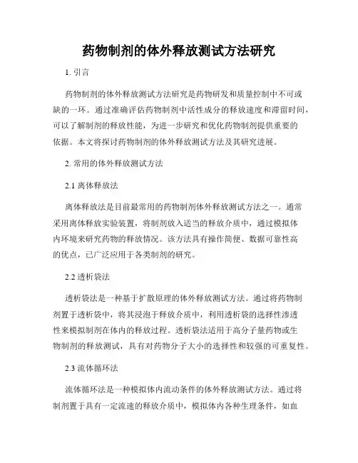 药物制剂的体外释放测试方法研究