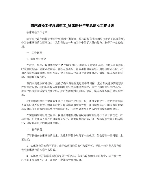 临床路径工作总结范文_临床路径年度总结及工作计划
