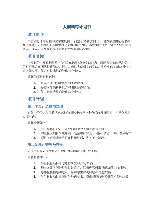 大创训练计划书