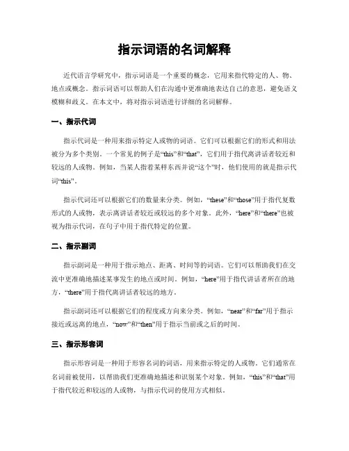 指示词语的名词解释