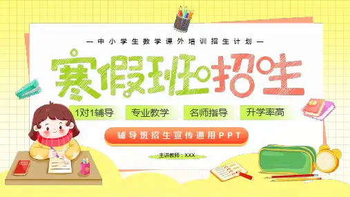 中小学数学课外培训招生计划 寒假辅导班招生宣传 通用PPT模板