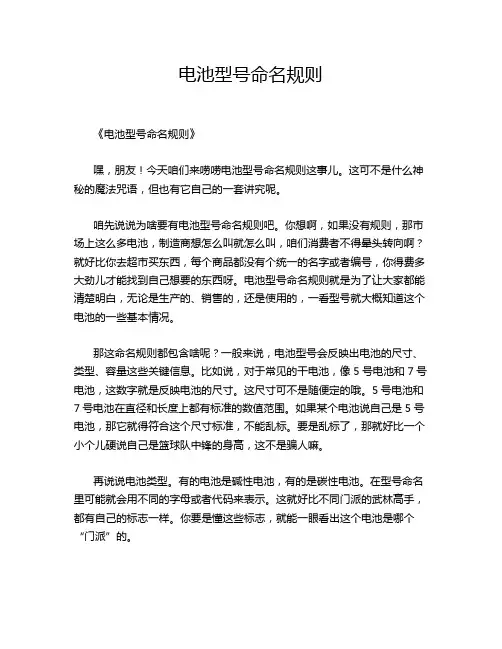 电池型号命名规则