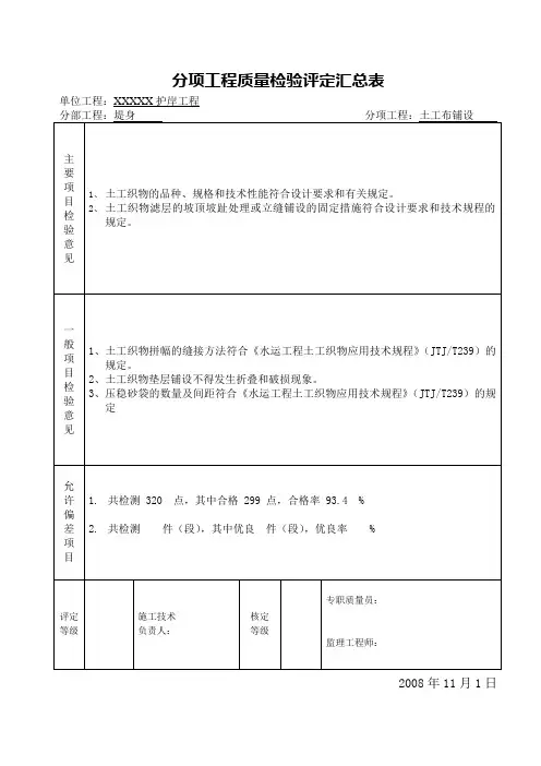 (土工布)质量检验评定表1