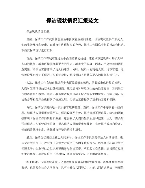 保洁现状情况汇报范文