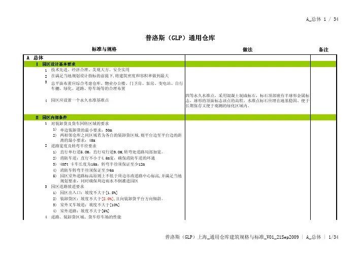 普洛斯通用仓库建筑规格与标准