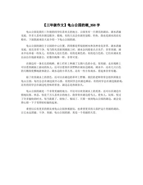 【三年级作文】龟山公园的湖_350字