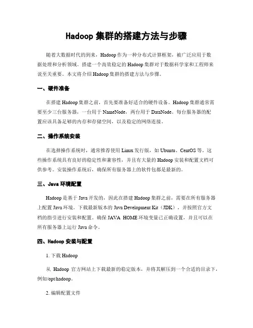 Hadoop集群的搭建方法与步骤