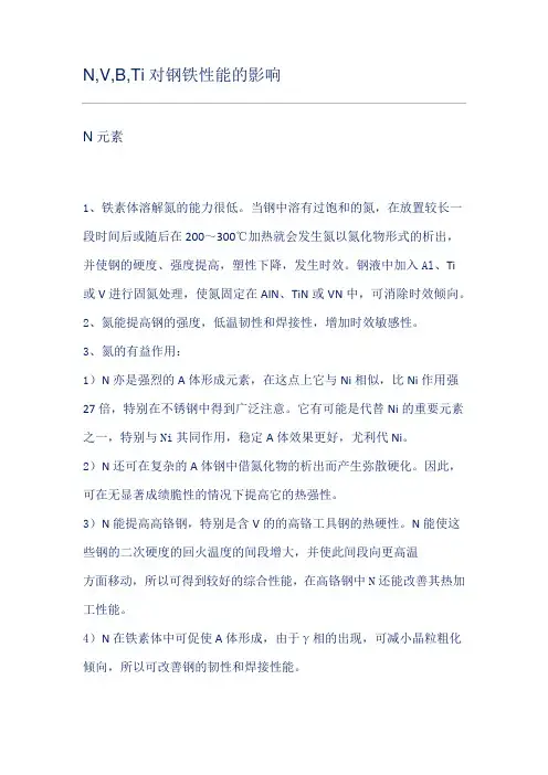 N,V,B,Ti对钢铁性能的影响