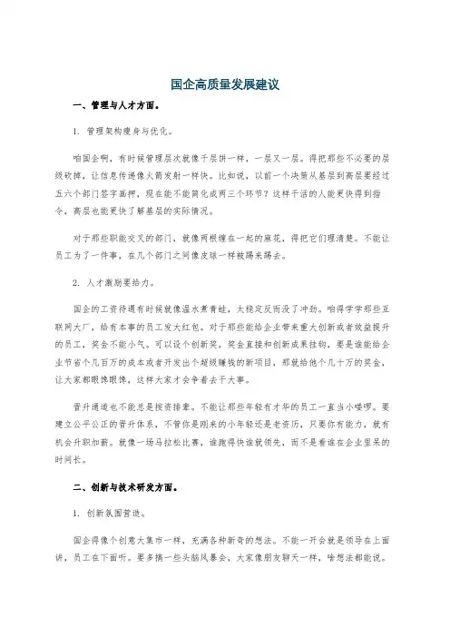国企高质量发展建议