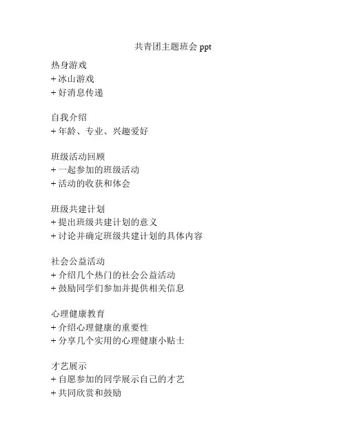 共青团主题班会ppt