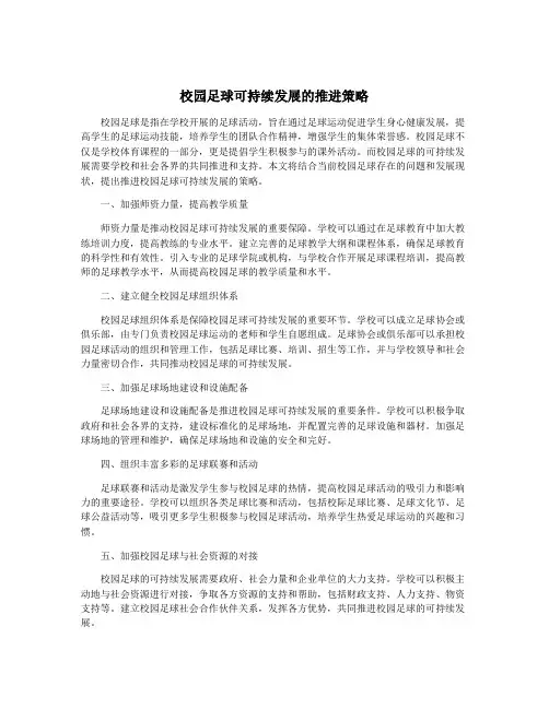 校园足球可持续发展的推进策略
