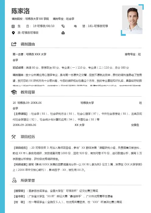 考研复试调剂简历