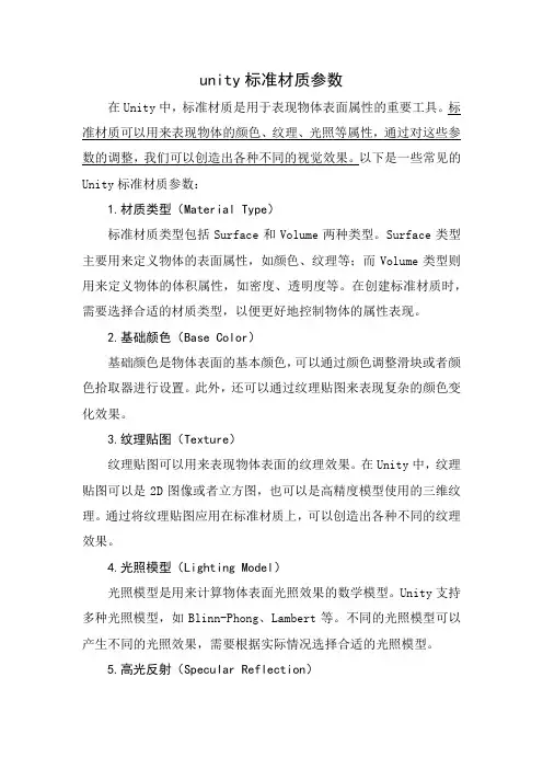 unity 标准材质参数