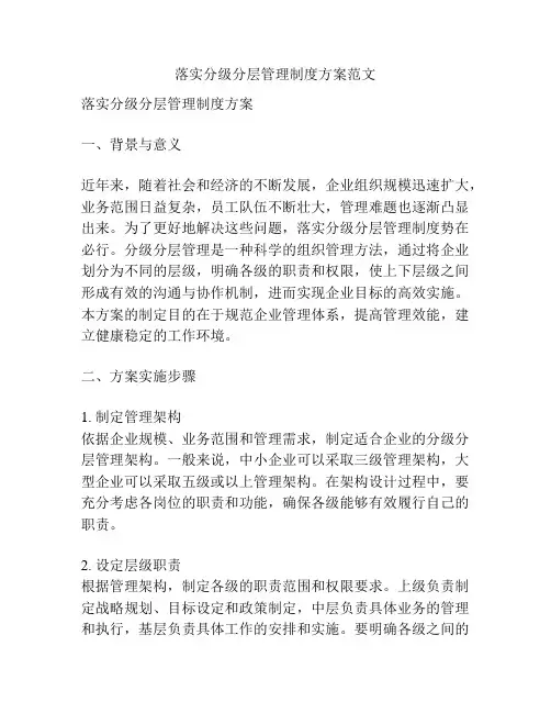 落实分级分层管理制度方案范文