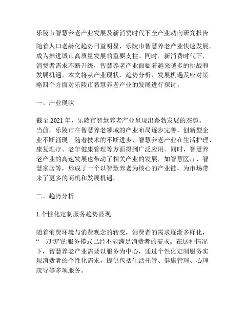 乐陵市智慧养老产业发展及新消费时代下全产业动向研究报告