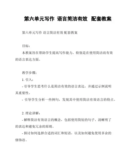第六单元写作  语言简洁有效   配套教案