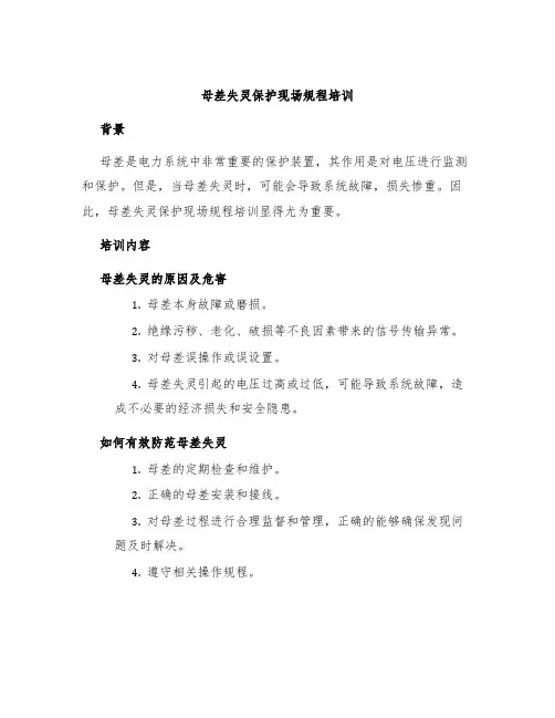 母差失灵保护现场规程培训