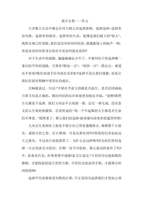 我不去想一一作文