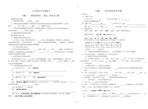 新人教版九年级化学专题复习知识点填空.docx