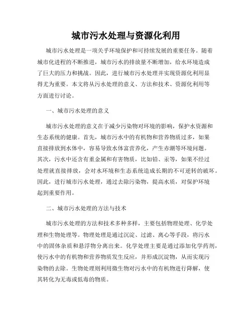 城市污水处理与资源化利用