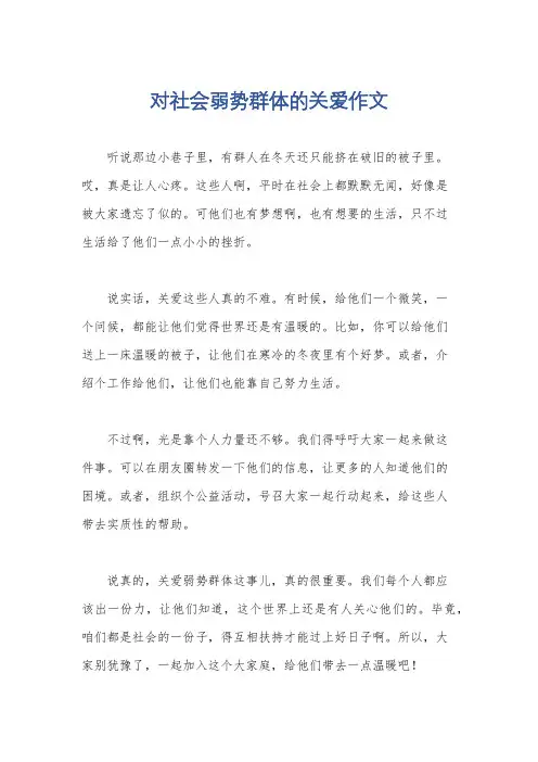 对社会弱势群体的关爱作文